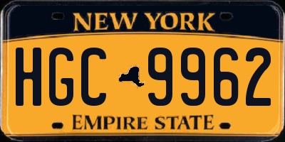 NY license plate HGC9962