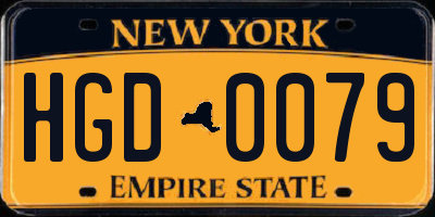 NY license plate HGD0079