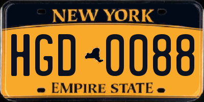 NY license plate HGD0088