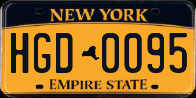 NY license plate HGD0095
