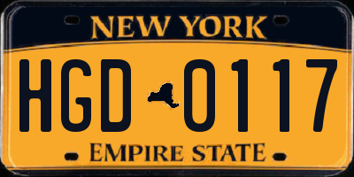 NY license plate HGD0117