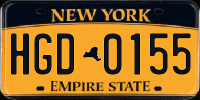 NY license plate HGD0155