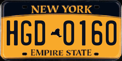 NY license plate HGD0160