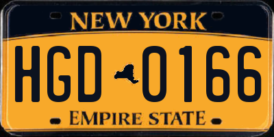 NY license plate HGD0166
