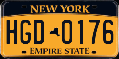 NY license plate HGD0176