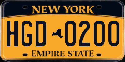 NY license plate HGD0200