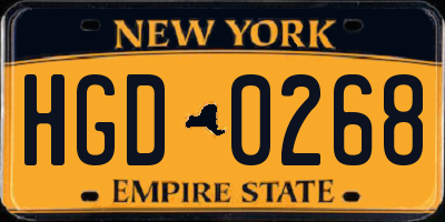NY license plate HGD0268