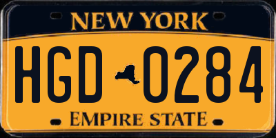 NY license plate HGD0284