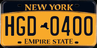 NY license plate HGD0400