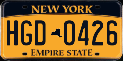 NY license plate HGD0426