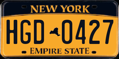 NY license plate HGD0427