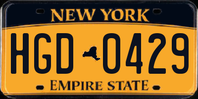 NY license plate HGD0429