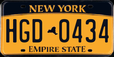 NY license plate HGD0434