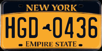 NY license plate HGD0436