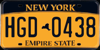 NY license plate HGD0438