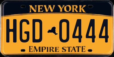 NY license plate HGD0444
