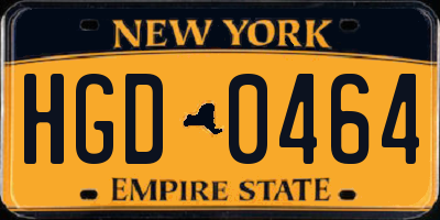 NY license plate HGD0464