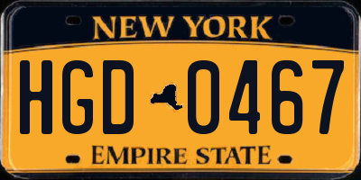 NY license plate HGD0467