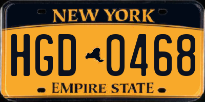 NY license plate HGD0468