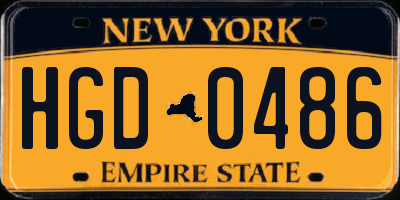 NY license plate HGD0486