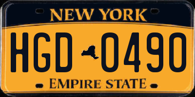 NY license plate HGD0490