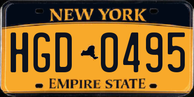 NY license plate HGD0495