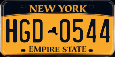 NY license plate HGD0544