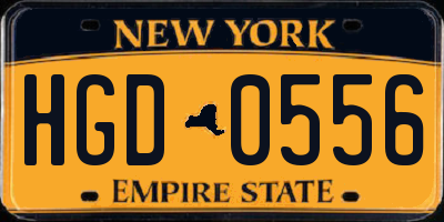 NY license plate HGD0556