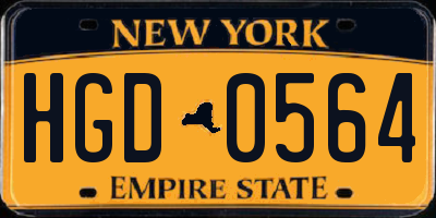 NY license plate HGD0564