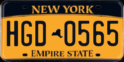 NY license plate HGD0565