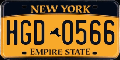 NY license plate HGD0566