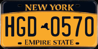 NY license plate HGD0570