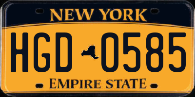 NY license plate HGD0585