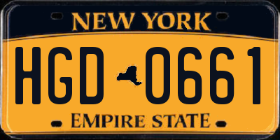 NY license plate HGD0661