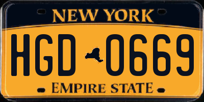 NY license plate HGD0669