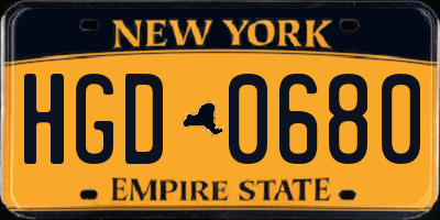 NY license plate HGD0680