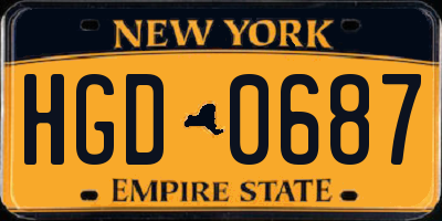 NY license plate HGD0687