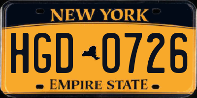 NY license plate HGD0726