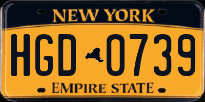 NY license plate HGD0739