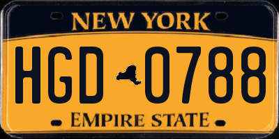 NY license plate HGD0788