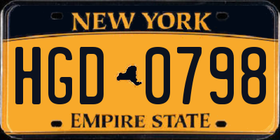 NY license plate HGD0798