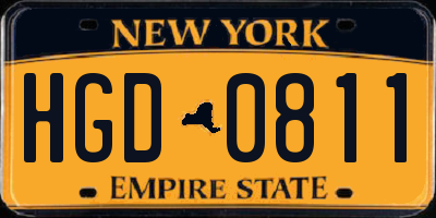 NY license plate HGD0811