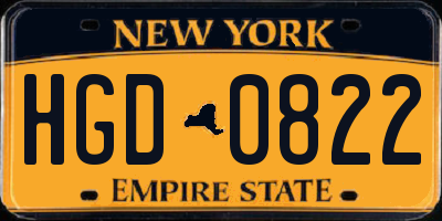 NY license plate HGD0822