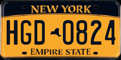 NY license plate HGD0824