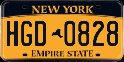 NY license plate HGD0828