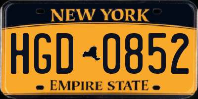 NY license plate HGD0852