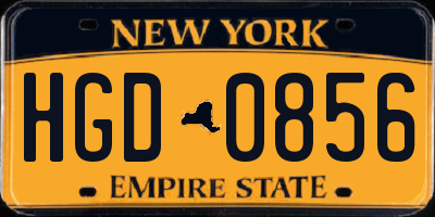 NY license plate HGD0856