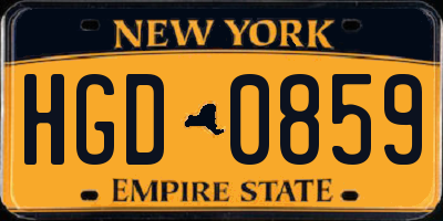 NY license plate HGD0859