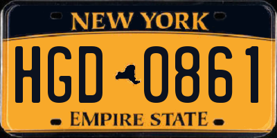 NY license plate HGD0861