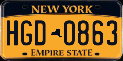 NY license plate HGD0863